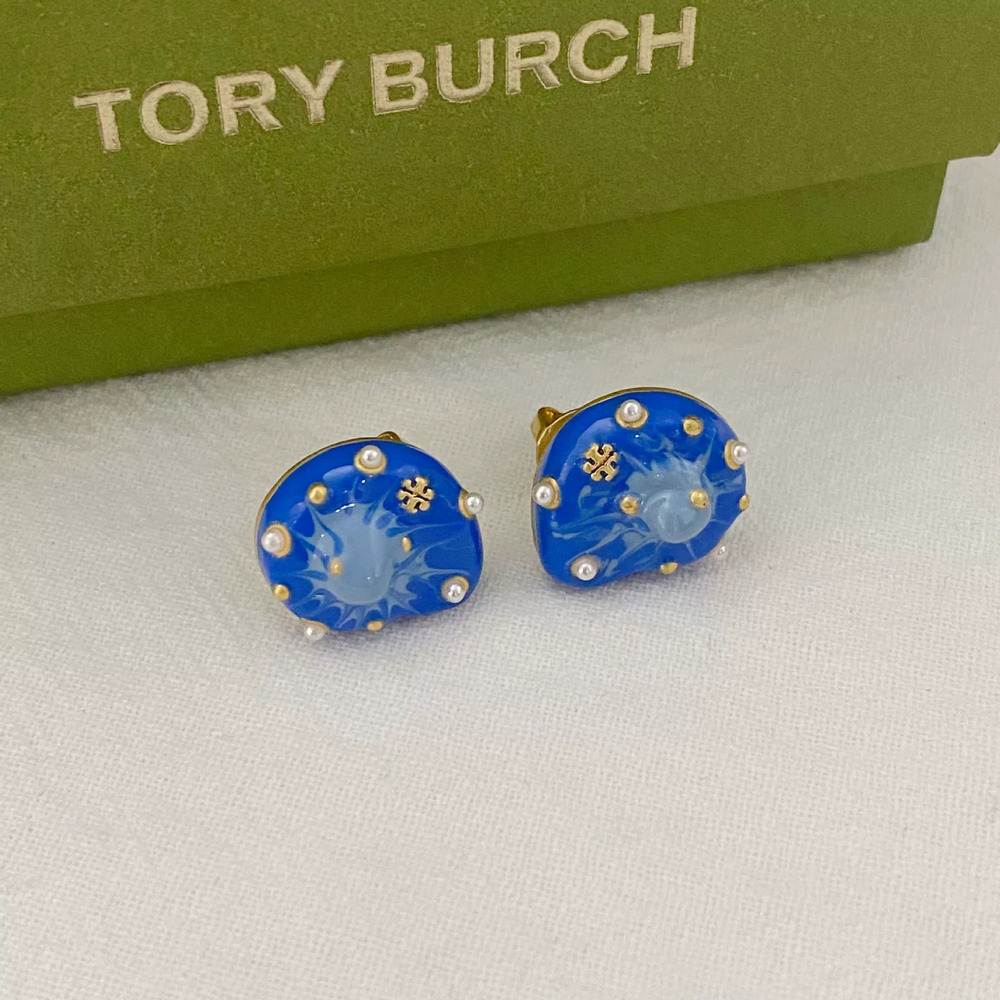 Tory Burch Gold Plated Copper Double Ruffled Round Ball Enamel Painted Piggy